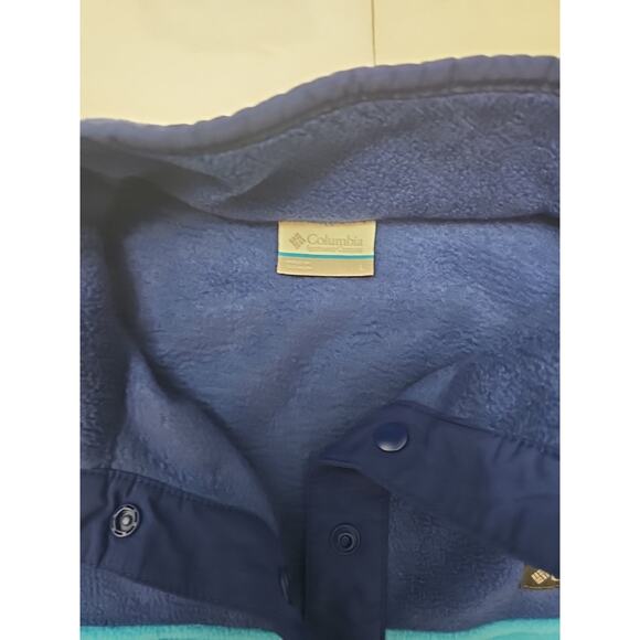 Columbia Fleece Jacket Women SZ L Blue Snap Button Pullover Long Sleeve Outdoor - Picture 2 of 5